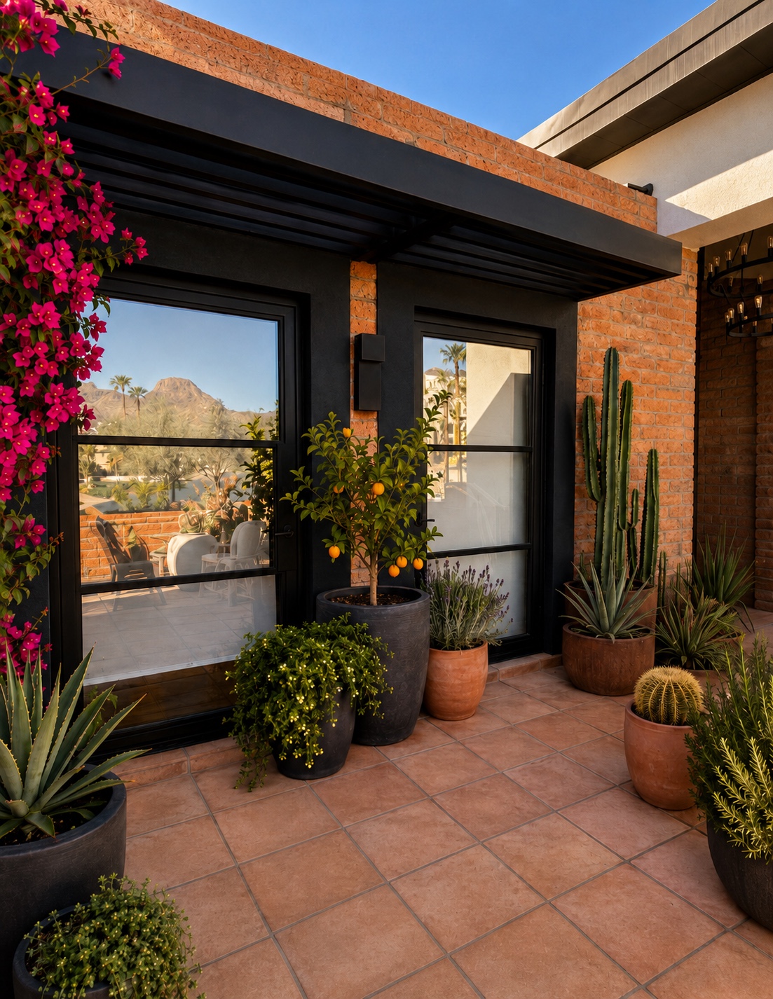 Completed private patio serving the office and guest bedroom
